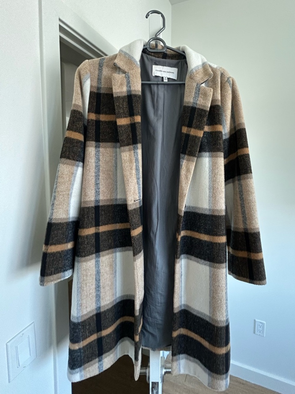Cupcakes & Cashmere Plaid Trench Coat